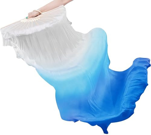 HAOBIN 1 StüCk Bauchtanz FäCher Schleier Bauchtanz TanzfäCher Tanz Fan Bauchtanz Fans Bauchtanz Bambus FäCher SchleierfäCher Tanz FäCher Geeignet FüR Partys,Versammlungen,BüHnenauftritte (blau)