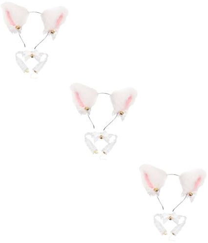 Beavorty 3 Sets Katzenohr-modellier-stirnbänder Katzenohren Haarschmuck Katzenhalsband Katzenohren Stirnband Spitzen-haarband Für Party