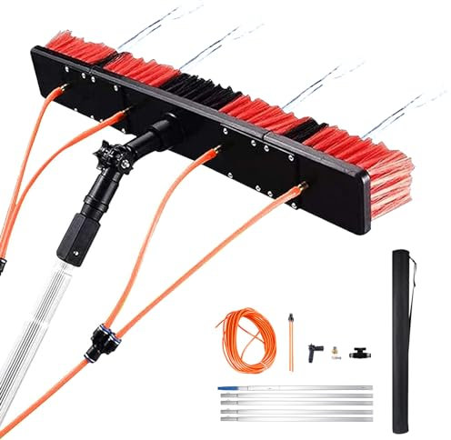 3-12m Perche Telescopique Nettoyage Brosse Telescopique De Nettoyage pour Panneaux Solaires Photovoltaïques, Fenêtres, Brosse De Lavage De Voiture, Brosse De 55 Cm