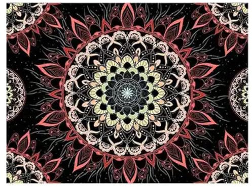 YATEICBC 1 Pcs 150 * 130cm Mandala Wandteppich Indisch Bohème Hippie Wandbespannung Wand Design Rosa Lotus Wandteppich Zimmer Schlafsaal Schlafzimmer Ästhetisch