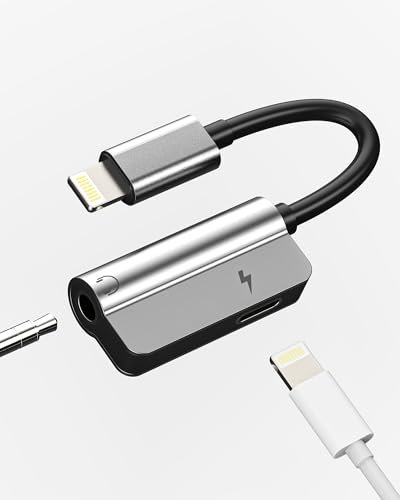 Adaptador Lightning a auriculares de 3,5 mm (2 en 1) cable de carga Jack Splitter Auto AUX Audio Jack para Apple MFI Certified Headphone y cargador convertidor de carga Cable para iPad Conector para