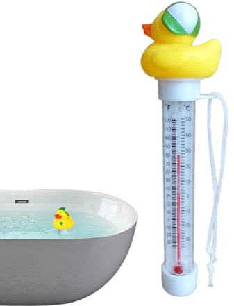 Thermomètre de Piscine Flottant Facile à Lire - Canard pour la Température de l'Eau avec Longue Corde - Précis pour Piscine, Spa et Bain de Glace