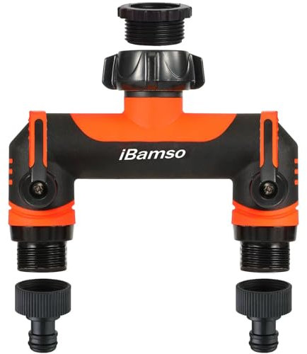 iBamso Séparateur de tuyau d'arrosage, Séparateur de tuyau d'arrosage à 3/4 »3 voies, Séparateur de robinet avec vanne de débit indépendante pour chaque sortie pour la maison, le jardin et l'extérieur
