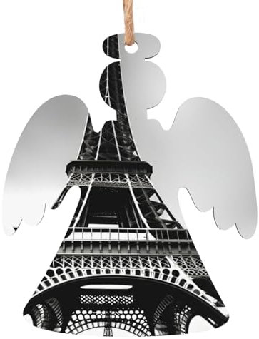 Décoration de Noël en bois avec imprimé Tour Eiffel de Paris Noir