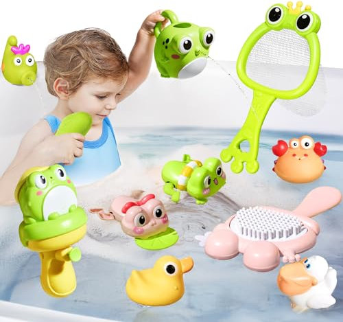 Meribbit giochi bagnetto neonato, 11 Pezzi giochi per bambini Per Neonati 1 Anni+, Colorati, Divertenti ed Educativi, Giocattolianimaletti di gomma per bambini