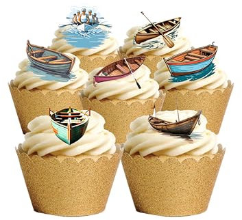 24 Stand Up Rowing Boat Edible Wafer Paper Cake Toppers Decorations