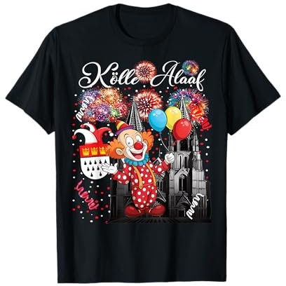 Köln Rut und Wiess Kölner Dom Karnevalskostüm Clown Kostüm T-Shirt