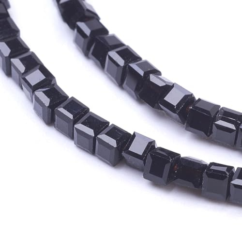 Perlin Glasperlen Kristall Perlen 50 Stück Würfel Böhmisch Tschechische Glasschliffperlen 2x2 mm Schwarz AAA Qualität