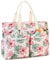 Strandtasche XXL, Groß Strandtasche mit Schuhfach Wasserdicht Sanddicht, Weekender Damen Faltbar Ultraleicht Badetasche mit Reißverschluss für Urlaub Reisen Fitnessstudio Picknick (Rote Blume)