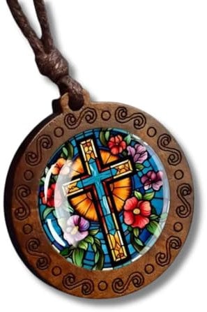 Tied By Love Boho Ethnic Cross Wooden Pendant Necklace Men's Women's Jewellery Adjustable Rope Chain Punk Boho Neckwear Jewellery Unisex Gift 45cm - 86cm Faux Leather Chain