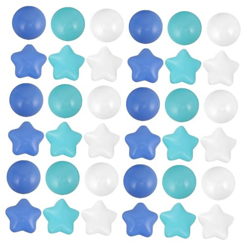Sosoport 100 Stück Bunte Meeresbälle Bällebad Sterne Kugelschreiber kehrteproofballpit zurück Bälle für Bällebad Kugel für Ballgrube Blaue Bällebadbälle Plastik