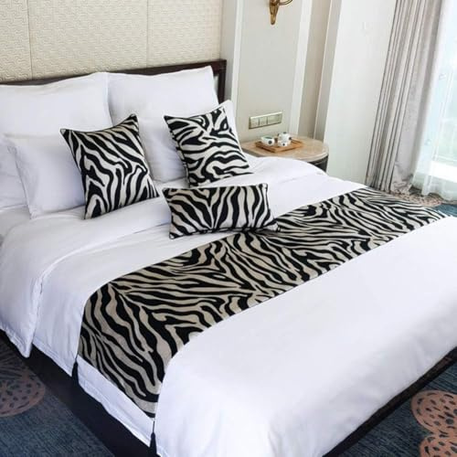 Leilaohu Bettläufer Luxus Europäischen Dekorativen Wurf Zebramuster Bett Flag Schal Für Hotel Home Schlafzimmer Bettwäsche Dekoration Black,2m