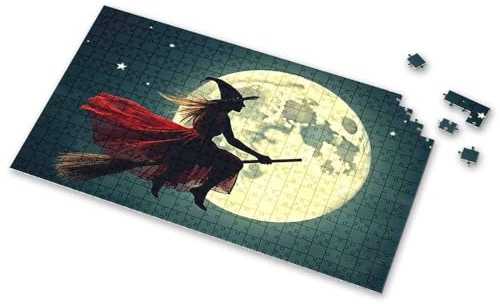 Toys For Ages 2-4 Silhouette Of A Witch Flying On A Broomstick Against A Full Moon Picture Puzzle Puzzle Activity Books For Kids Ages 6-8(1000PCS)