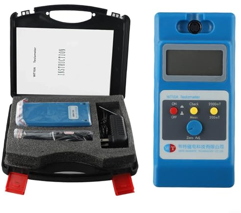 Pumixiy WT10A Hand-Gauß-Messgerät – & Restmagnetfeld-Tester für Permanentmagnete – 0–2000 mT DC Flussmesser mit Ns-Funktion und LCD-Display (WT-10A-Metallsonde)