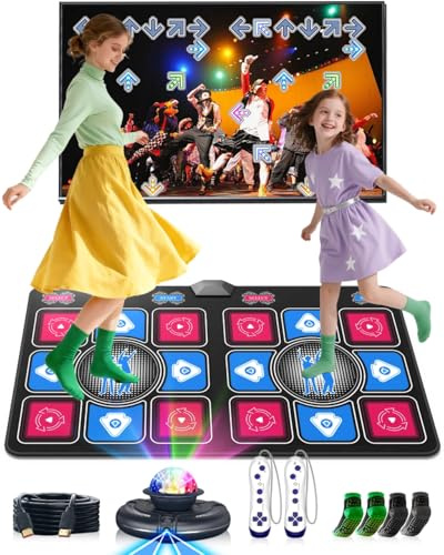 MIAROZ Dance Mat for Kids Adults: 2 Player Interactive TV Video Game System | Electronic Dancing Pad with Wireless Musical Exercise; Party Fun Birthday Gifts for Girls & Boys Ages 6+