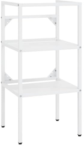 Foknhdi Waschtischgestell Weiß 40x38x83 cm aus Eisen Pulverbeschichtet Modernes Design Robuste Konsolentisch Untergestell für Badezimmer WC und Gäste WC