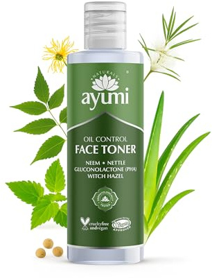 Ayumi Neem Face Toner for Acne Treatment | Witch Hazel Facial Toner for Oily Skin & Clear Skin | Hydrating Toner for Face with Aloe Vera | Organic Nettle Extract to Soothe Irritated Skin | 150ml