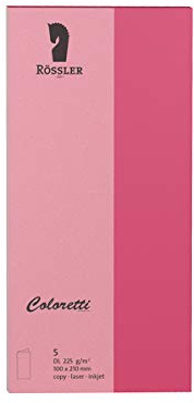 Rössler 220703554 - Coloretti Karten, 220 g/m², DIN lang, pink, 5 Stück