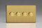 Varilight 4-Gang 2-Way V-Pro Push On/Off Rotary LED Dimmer 4 x 0-120W (Twin Plate) Brushed Brass