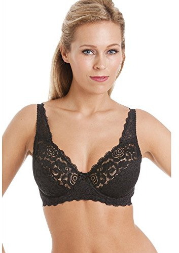 Camille Womens Lace Bra - Underwired Bra with Intricate Floral Mesh Accents, Adjustable Straps & Hook and Eye Fastening