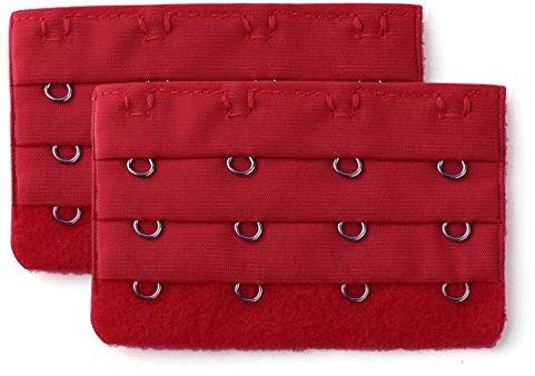sourcing map Ladie's 3 x 4 Hooks Bra Strap Extensions Elastic Clip on Bra Band Extenders Multi Color Red 3 Rows 4 Hooks 2 Pcs