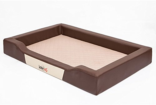 Hundebett Delux, Braun, Größe XL 93x62cm, Kunstleder + aushaltbares Codurastoff