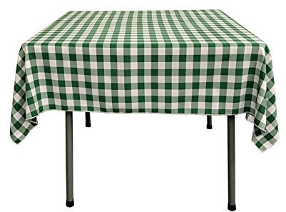 LA Linen Tischdecke, kariert, quadratisch, 132 x 132 cm, Grün/Weiß