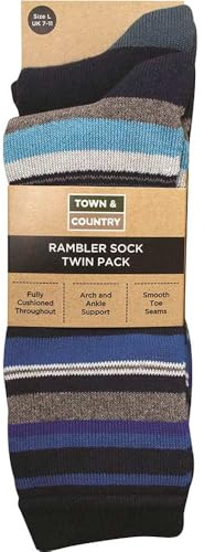 Town and Country MultiColoured Rambler Socks Twin Pack 7 - 11