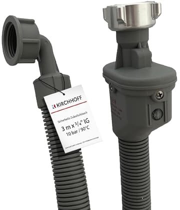 KIRCHHOFF 98657240 Waschmaschinenschlauch 3,0m, Zulaufschlauch mit 3/4 x 3/4 IG für Waschmaschine oder Spülmaschine, Wasserschlauch mit Aquastop