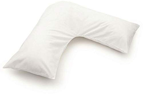 Belledorm White V shaped pillow case cover with poppers | 200 thread count percale - pregnancy maternity orthopaedic support nursing