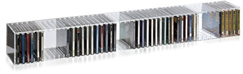 HOWE-Deko Hochwertiger Acryl-Glas CD Ständer/Wandregal mit Rückwand und Unterteilungen, transparent, B101 x T14 cm, H 14 cm, Acryl-Glas-Stärke 4 mm