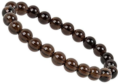 ELEDORO echtes Edelstein Perlen Armband - Natürliche Chakra Power Steine, Stretch Design, 8mm (Rauchquarz)
