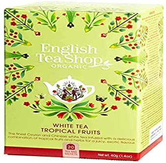 English Tea Shop - Tè Bianco Frutta Tropicale bio - Tè bianco biologico con pezzi di mango, ibisco, citronella... - 20 bustine di tè biologico