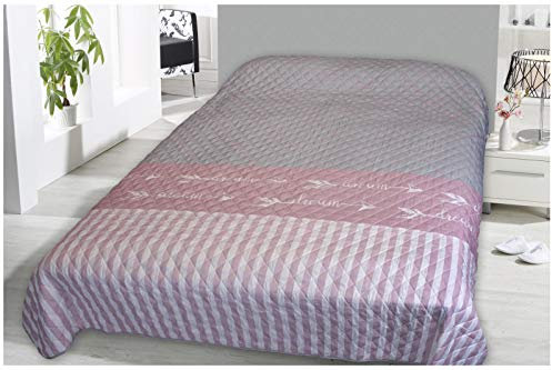 heimtexland ® Bettüberwurf Tagesdecke Steppdecke 220x240 Landhaus Deko Bettdecke Schlafzimmer Plaid Gesteppt Typ456 Dream Rosa