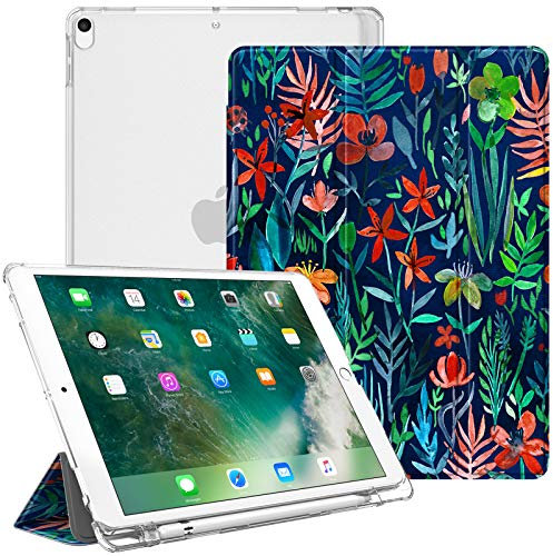 FINTIE Coque pour iPad Air 3 2019 / iPad Pro 10.5 2017 Étui Transparent avec Porte-Stylo Housse de Protection avec Fonction Sommeil/Réveil Automatique, Jungle Nuit