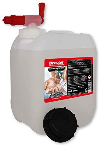 HANDDESINFEKTION Liquid 5 Liter + 1x Auslaufhahn + 1x Dosierspitze Desinfektionsmittel Hand Oberflächen Hände Desinfektion Händedesinfektion Desinfektionsflüssigkeit Oberflächendesinfektion