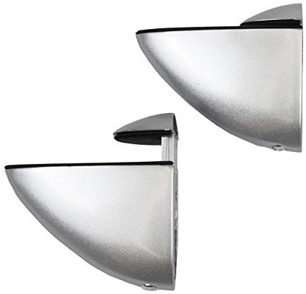 Pozzi Ferramenta s.r.l. Coppia di Reggimensola per Legno e Vetro Finitura Alluminio per Spessori fino a 30 mm