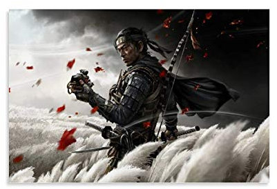 AISHNI Samouraï Ghost of Tsushima Poster, dekoratives Gemälde, Leinwand, Wandkunst, Wohnzimmer, Poster, Schlafzimmer, Gemälde, 40 x 60 cm