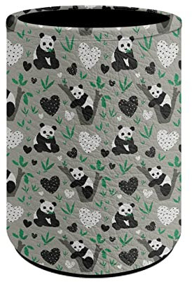 NETILGEN Joli pot à crayons en cuir panda pour garçons et hommes avec pot à crayons rond pour articles de papeterie, fournitures de bureau ou de maison