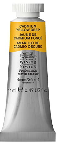 Winsor & Newton 8840512 Professional Aquarellfarbe, lebendige Wasserfarben in Künstlerqualität, hohe Farbbrillanz & Leuchtkraft, lichtecht, Archivqualität, 14ml Tube - Kadmiumgelb Dunkel