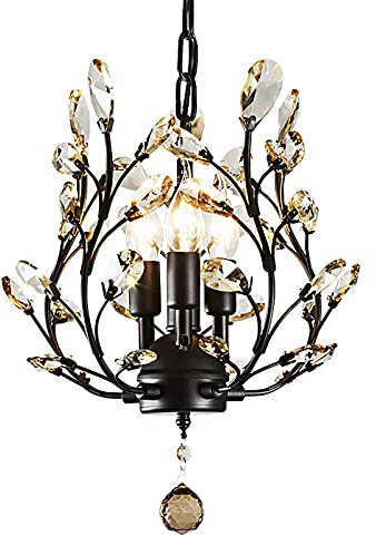 RibasuBB LED Kristall Deckenleuchte Kronleuchter, Kristall Blumenzweig Deckenleuchte Deckenlampe Kronleuchter Lüster Pendelleuchte für Wohnzimmer Küche Esszimmer Hotel