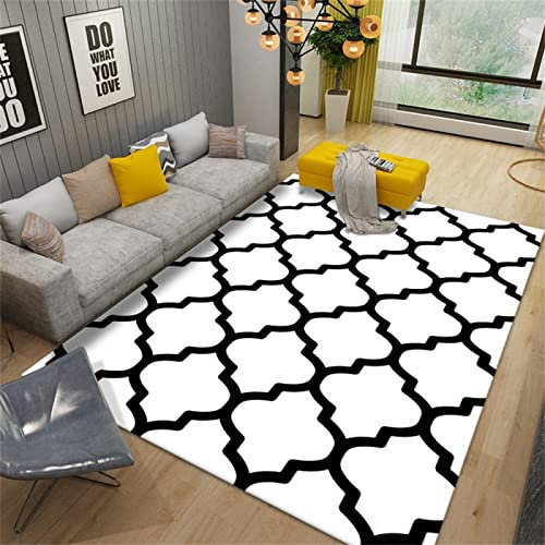 DJHWWD Teppich Waschbar weiß Teppich Gemustert Rug Carpet Rechteckiggeometrisches Musterwaschbar 160x200cm Vorleger Teppich Pastell deko