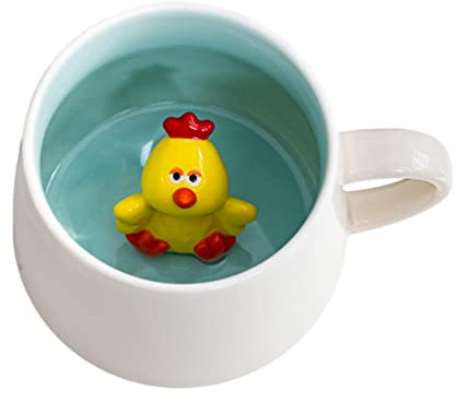 Biigming Tasse Poulet 3D, Tasse Aniaml 3D en Céramique, 350 ml Mug Humour Faite à la Main, Tasse à Café comme Cadeaux pour Noël, Anniversaire, Femmes, Enfants(Poulet)