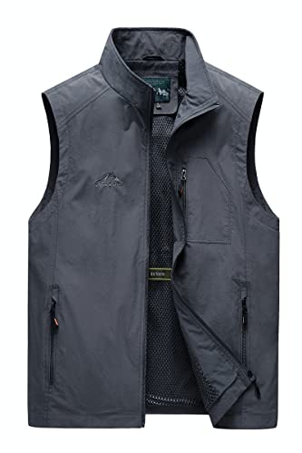 MeiLayM Herren Sommer Outdoor Weste Angelweste Leichte Ärmellose Weste mit Reißverschlusstaschen Lässig Funktionsweste Jagd Camping Fotografie Wandern Weste