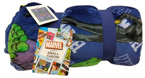 Marvel Blue Bed Kleiner Überwurf, weich, gemütlich, Winter, warm, Sofa-Decke, Fleece, 120 cm x 150 cm, Geschenk