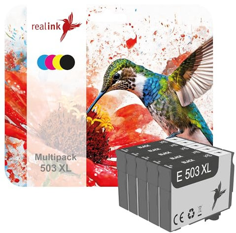 realink 5 503 XL Druckerpatronen kompatibel für Epson 503XL Patronen für Expression Home XP5200 XP5205 Workforce WF2960 WF2965