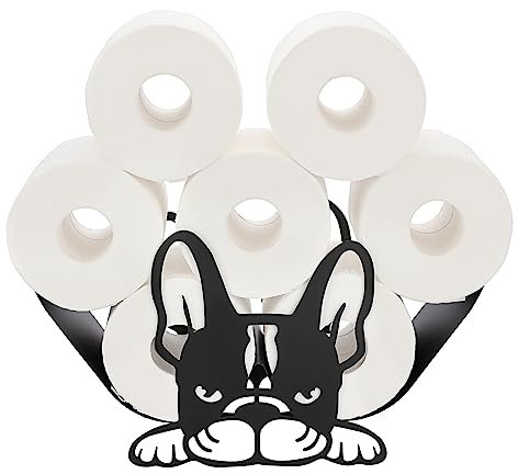 IGNPION Support de Rouleau de Papier Toilette Porte-Papier en métal Stockage de Papier en Forme de Bulldog pour Salle de Bain (Noir)