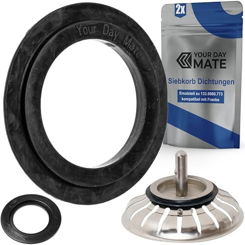 Junta de recambio para cesto colador, 2 piezas, compatible con FRANKE 133.0060.773, para juegos de desagüe de 3,5 con cesto colador art. Nº 112.0173.072, 112.0173.076, 112.0173.079, 133.0049.669