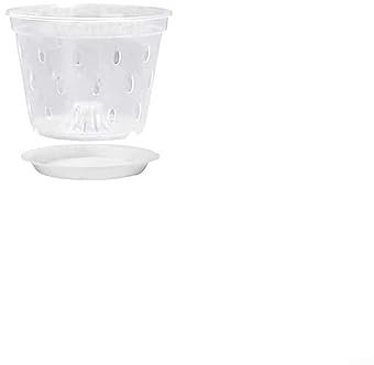 1 pot à orchidée en plastique transparent de 14 cm, pot en maille transparente avec trous et fente pour le jardinage