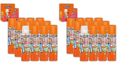 CLEOPATRE Boîte de 12 bâtons de colle TRANSPARENTE Adhésive plastique recyclé en format 8 gr (Lot de 2)